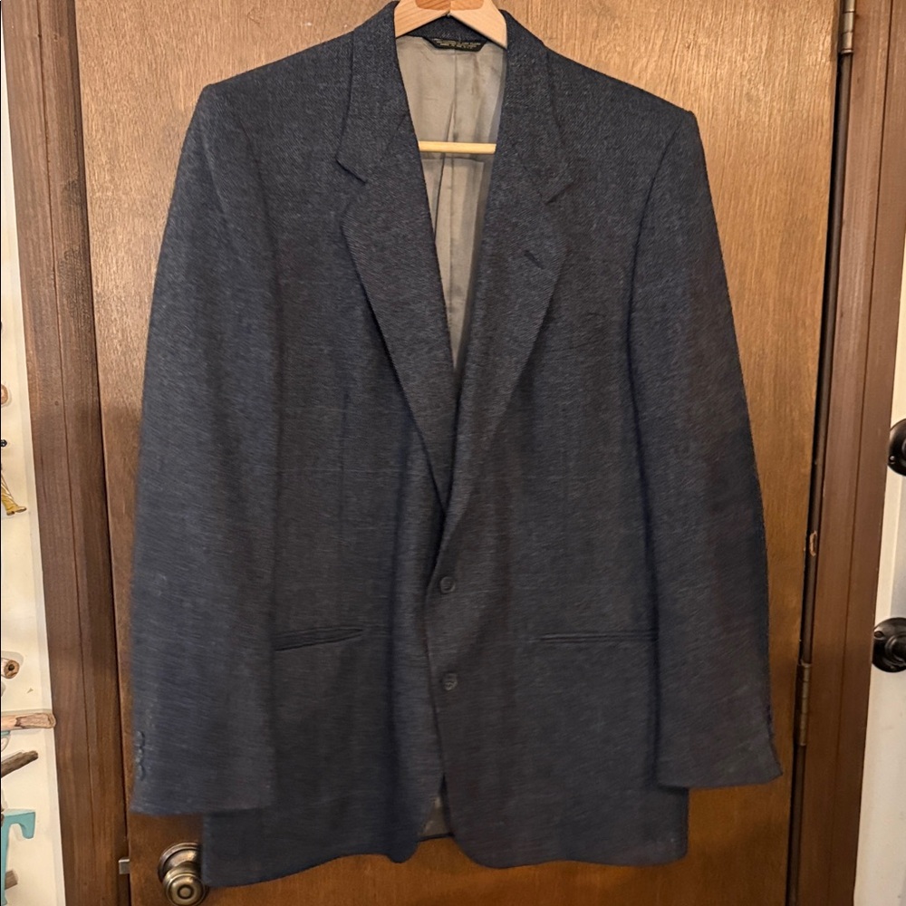 Classic Charcoal Gray White Plaid Men's Tweed Blazer by Nino Cerruti EUC